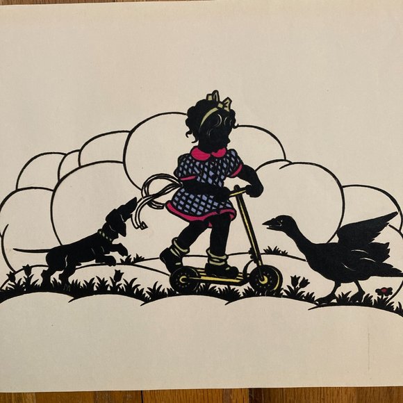 Pair of Vintage Silhouettes - Children with Animals - Picture 2 of 6